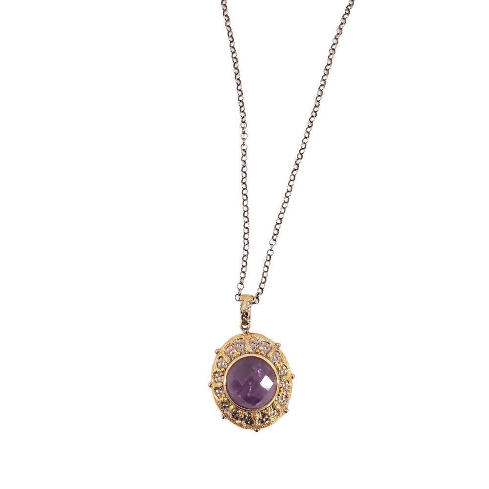 HSN Gold Vermeil .925 Sterling Silver Amethyst Pendant & Necklace